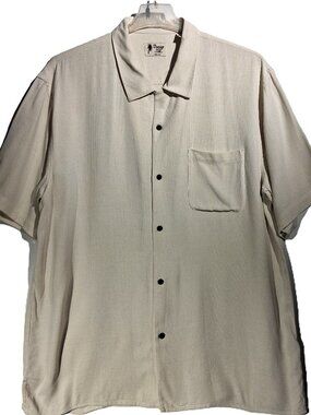 Vintage Circa 1959 SILK Shirt  Men's XXL  Waffle Weave  Button-Up  Short-Sleeve